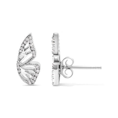 .925 Sterling Silver 1/6ct TDW Diamond Butterfly Earrings