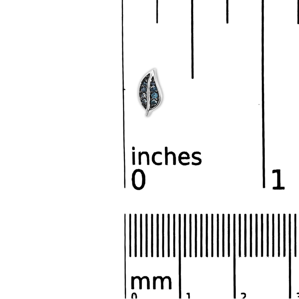 .925 Sterling Silver Blue Diamond Accent Leaf Stud Earrings