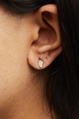 .925 Sterling Silver Yellow Diamond Accent Leaf Stud Earrings