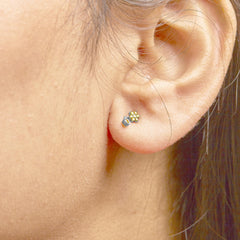 .925 Sterling Silver 1/10 Cttw Yellow Diamond Star Stud with Bezel Drop Dangle Earrings (Yellow Color, I2-I3 Clarity)