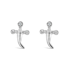 .925 Sterling Silver Diamond Accent Knife Earrings (H-I Color, I2-I3 Clarity)