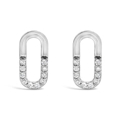 925 Sterling Silver 1/10 Diamond Diamond Paperclip Stud Earrings (H-I Color, I2-I3 Clarity)