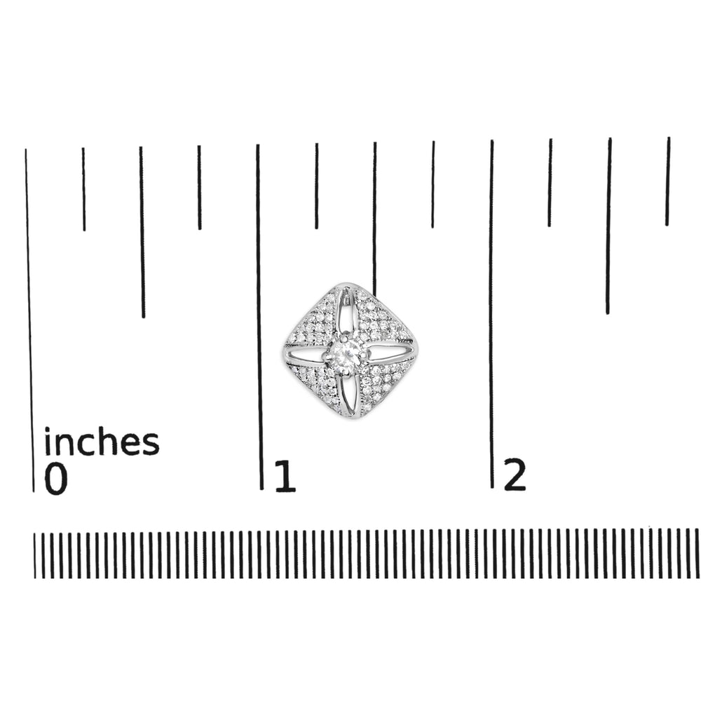 .925 Sterling Silver 1.0 Cttw Diamond Studded Rhombus Stud Earring (H-I Color, I2-I3 Clarity)