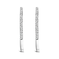 .925 Sterling Silver 1/3 Cttw Inside Out Diamond 1MM Wide Hoop Earrings (H-I Color, I2-I3 Clarity)
