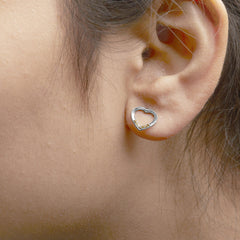 .925 Sterling Silver Yellow Diamond Accent Open Heart Stud Earrings (Yellow Color, SI1-SI2 Clarity)