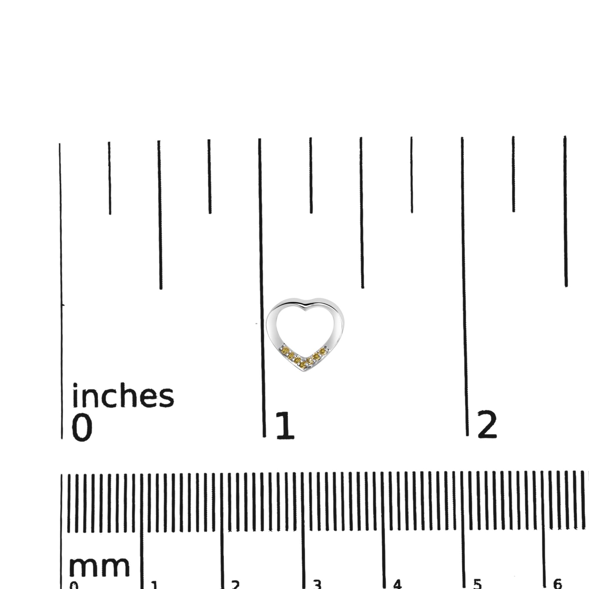 .925 Sterling Silver Yellow Diamond Accent Open Heart Stud Earrings (Yellow Color, SI1-SI2 Clarity)