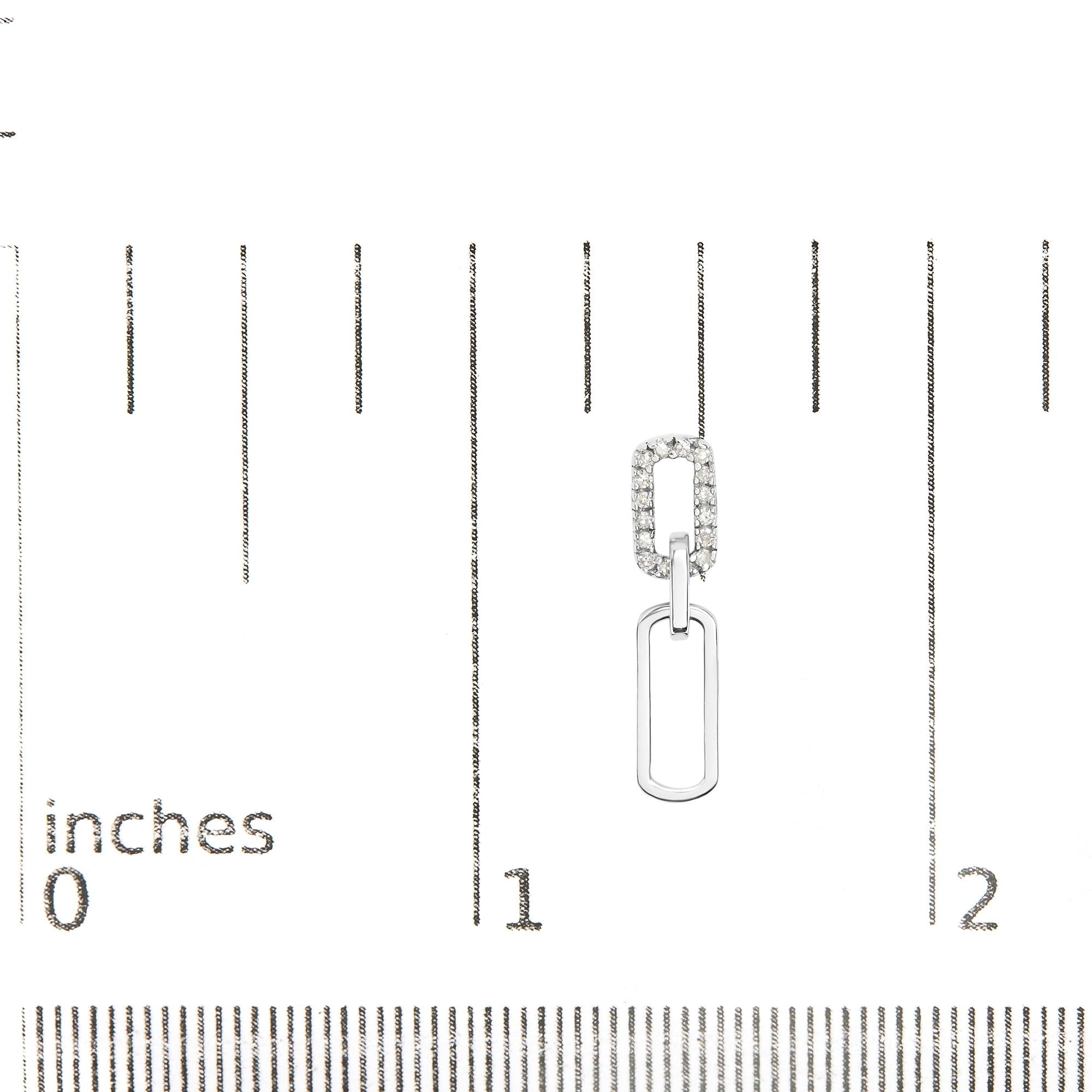.925 Sterling Silver 1/10 Cttw Diamond Studded Paperclip Drop and Dangle Earrings (I-J Color, I2-I3 Clarity)