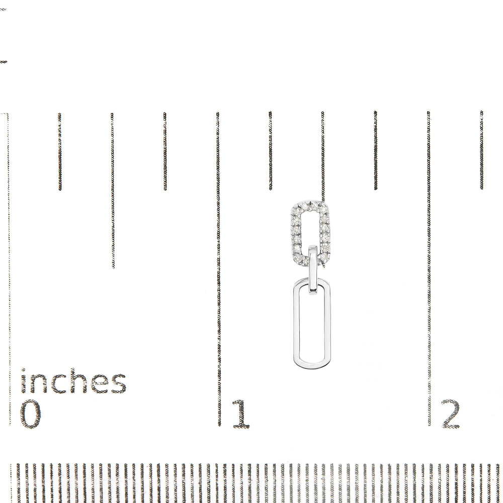 .925 Sterling Silver 1/10 Cttw Diamond Studded Paperclip Drop and Dangle Earrings (I-J Color, I2-I3 Clarity)