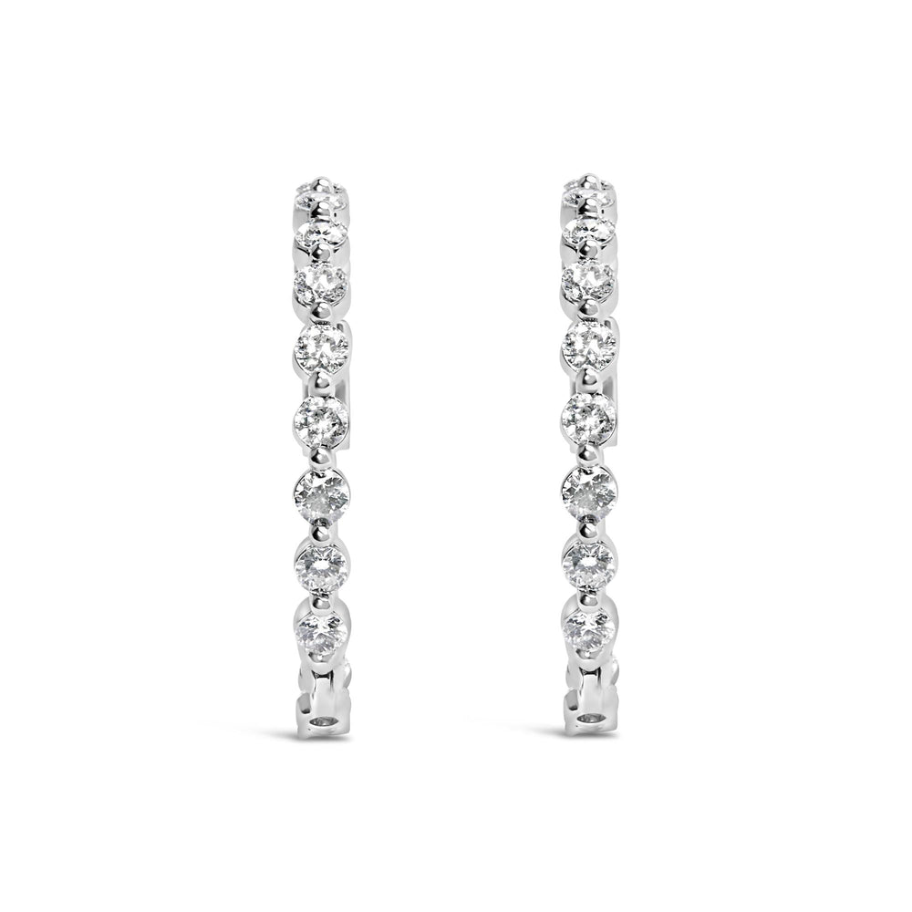 14K White Gold 5.00 Cttw Lab Grown Diamond Inside-Out Hoop Earring