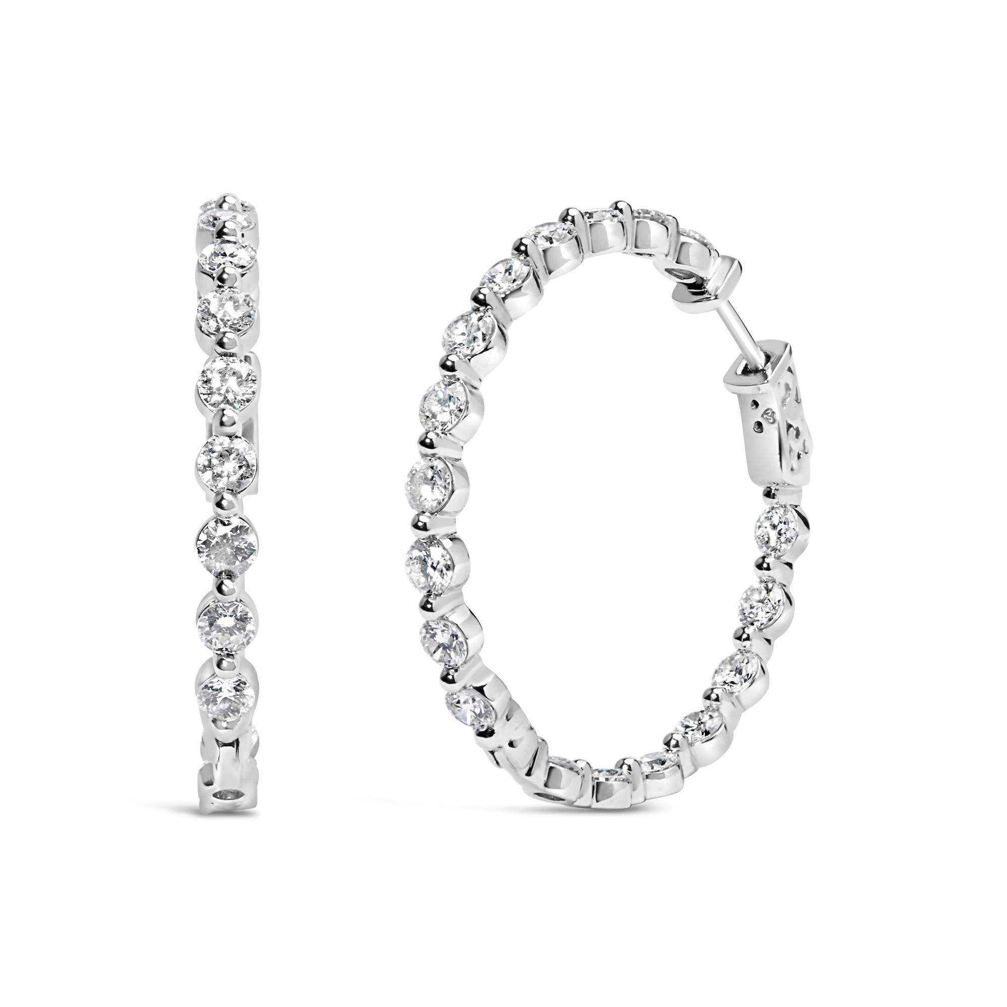 14K White Gold 5.00 Cttw Lab Grown Diamond Inside-Out Hoop Earring