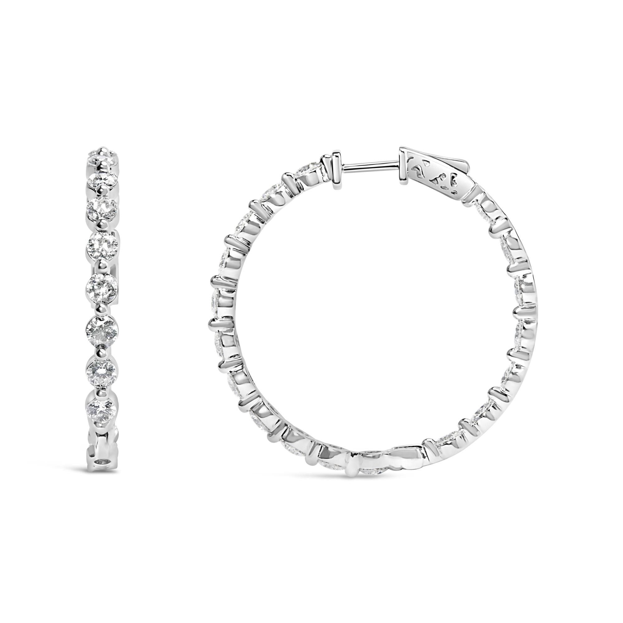 14K White Gold 5.00 Cttw Lab Grown Diamond Inside-Out Hoop Earring