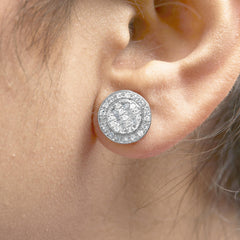 .925 Sterling Silver 3/4 Cttw Diamond Composite and Halo Stud Earrings (H-I Color, SI1-SI2 Clarity)
