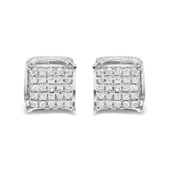 10K White Gold 1/2 Cttw Princess Cut Diamond Square Shaped Multi Stone Stud Earrings (H-I Color, SI1-SI2 Clarity)