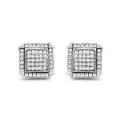 10K White Gold 1.0 Cttw Diamond  Composite with Halo Stud Earrings (H-I Color, I1-I2 Clarity)