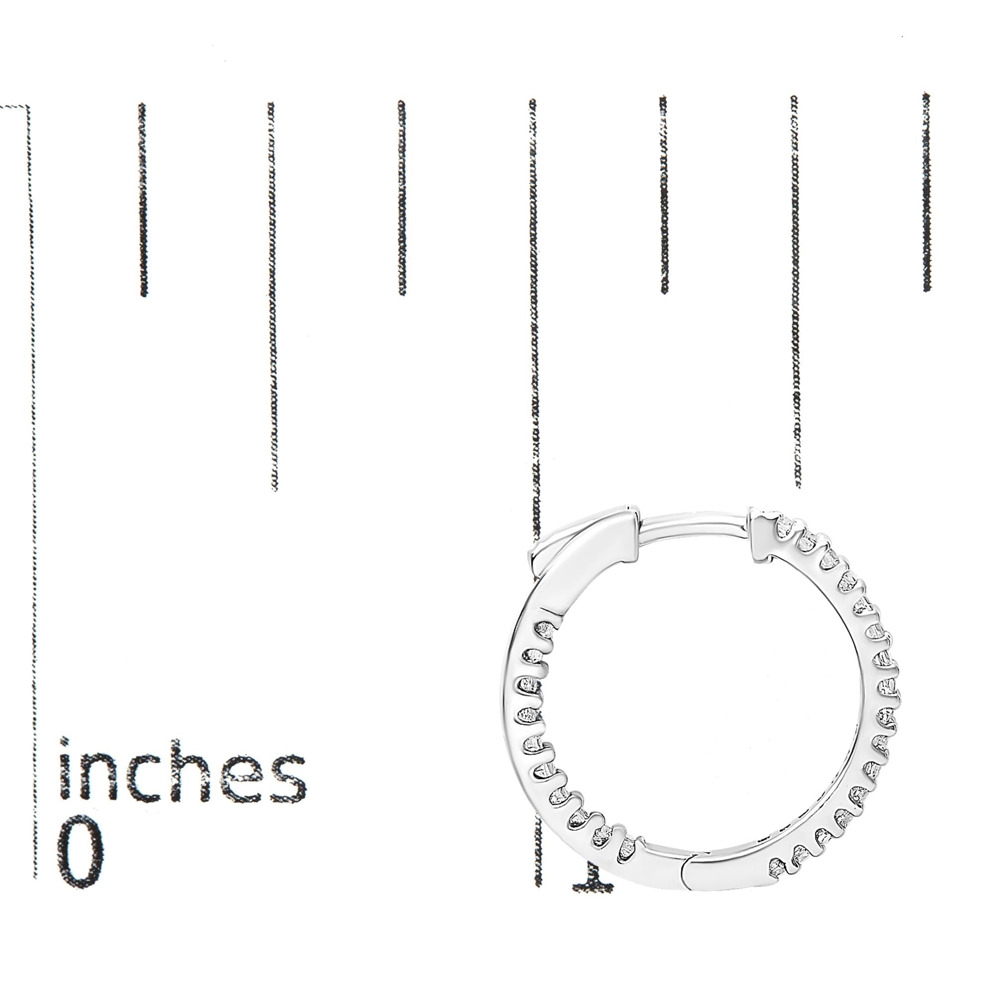 .925 Sterling Silver 1/2 Cttw Princess Diamond Inside Out Hoop Earrings (G-H Color, VS2-SI1 Clarity)