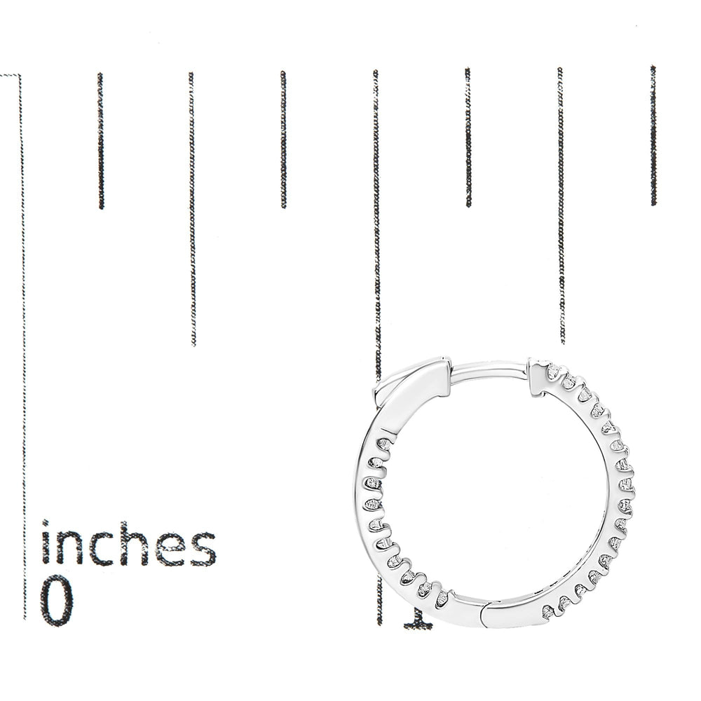 .925 Sterling Silver 1/2 Cttw Princess Diamond Inside Out Hoop Earrings (G-H Color, VS2-SI1 Clarity)