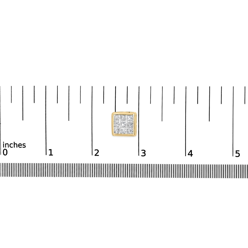14K Yellow Gold 1.0 Cttw Princess Cut Diamond Composite Stud Earrings with Screw Backs (J-K Color, SI1-SI2 Clarity)