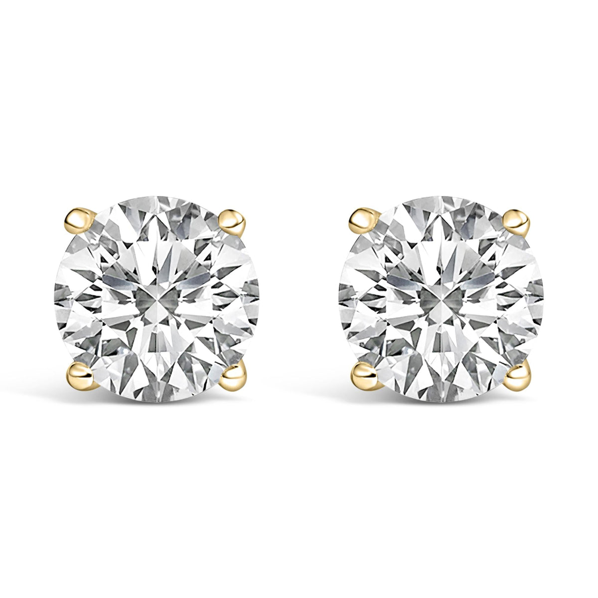 14K Gold Round Lab Grown Diamond Solitaire Stud Earrings with Screw Backs