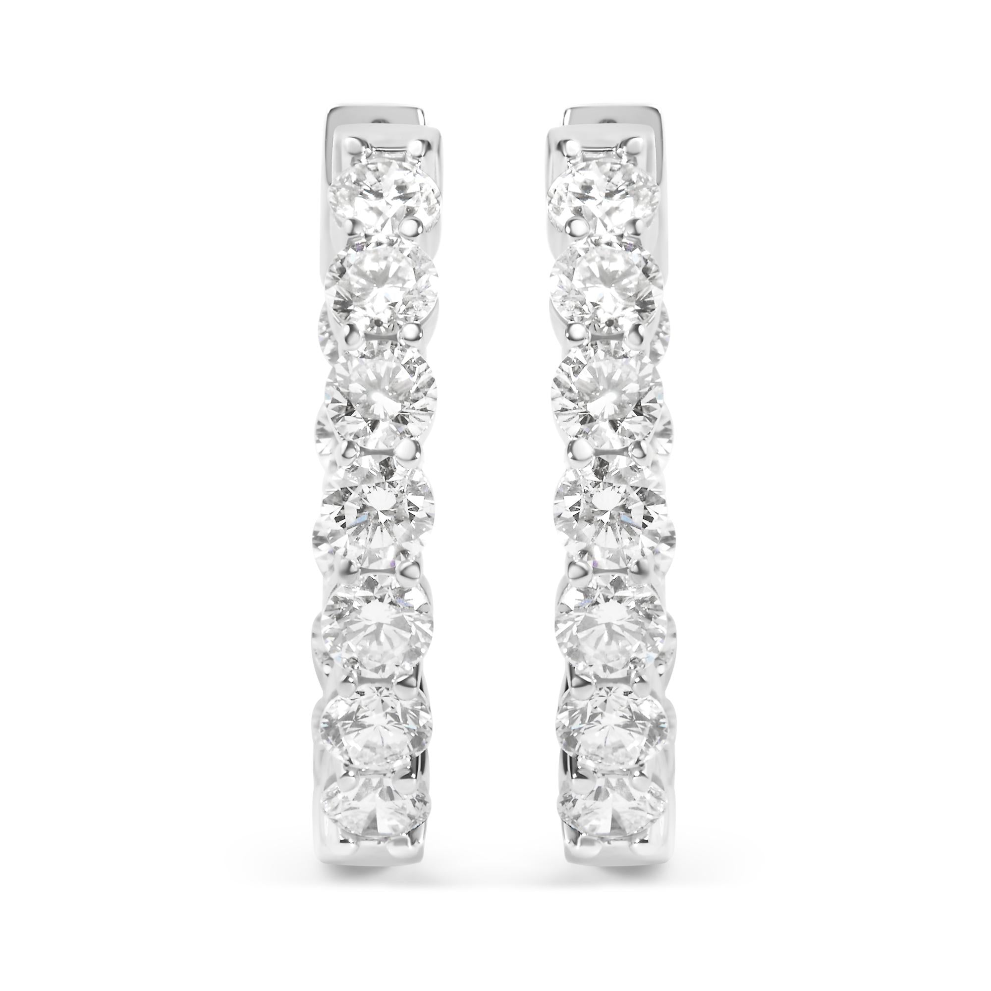 14K White Gold 5.00 Cttw Lab-Grown Diamond Inside Out Hoop Earrings
