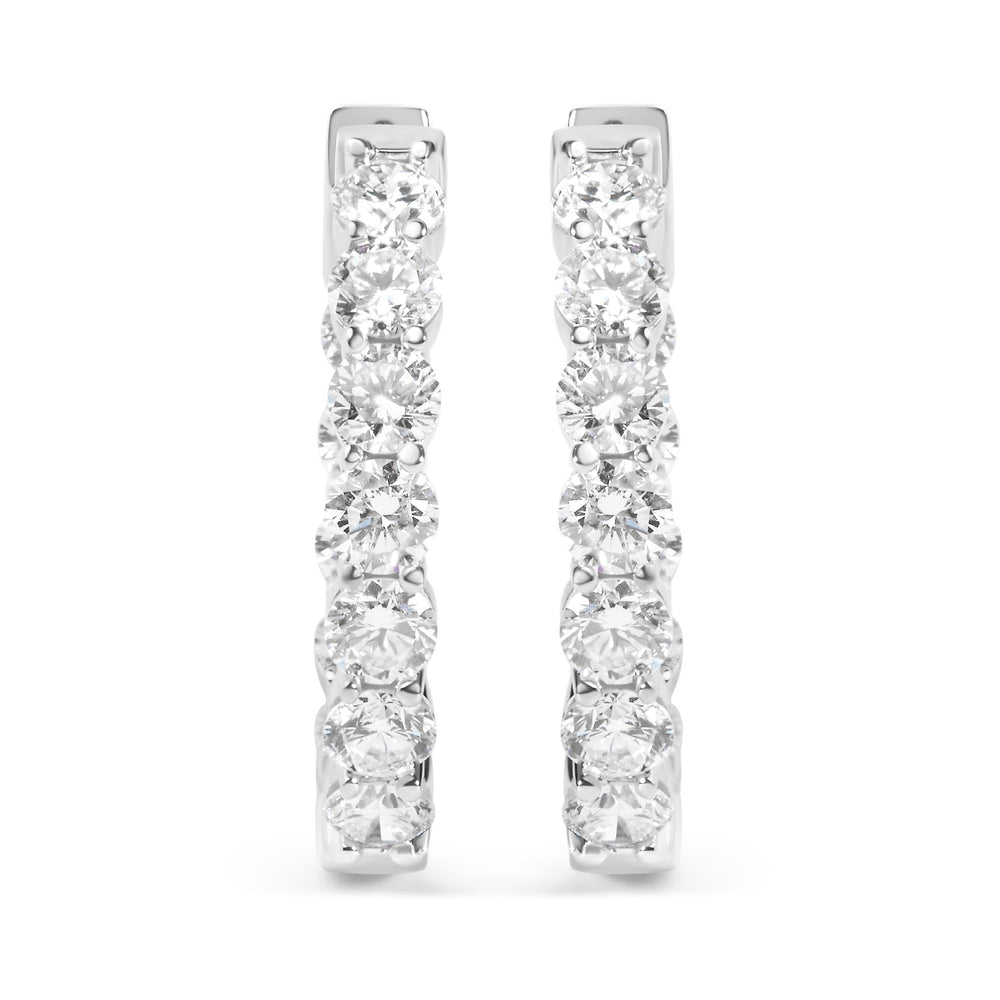 14K White Gold 5.00 Cttw Lab-Grown Diamond Inside Out Hoop Earrings