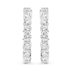 14K White Gold 5.00 Cttw Lab-Grown Diamond Inside Out Hoop Earrings