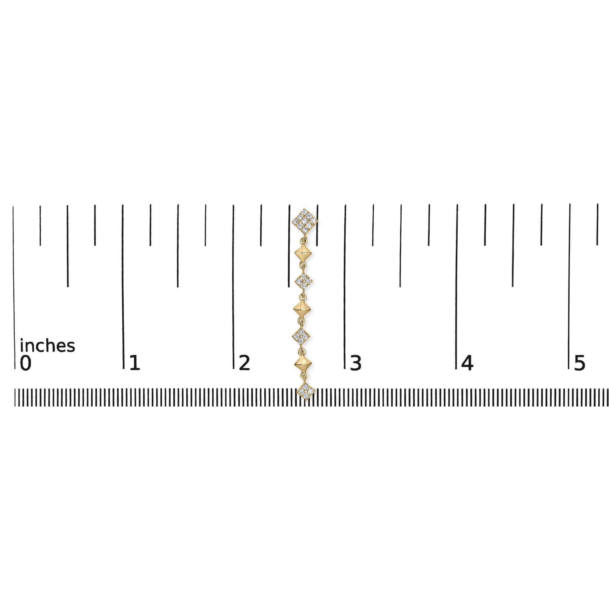 10K Yellow Gold Plated .925 Sterling Silver 1 5/8 Cttw Diamond Linear Geometric Drop and Dangle Earrings (H-I Color, I1-I2 Clarity)