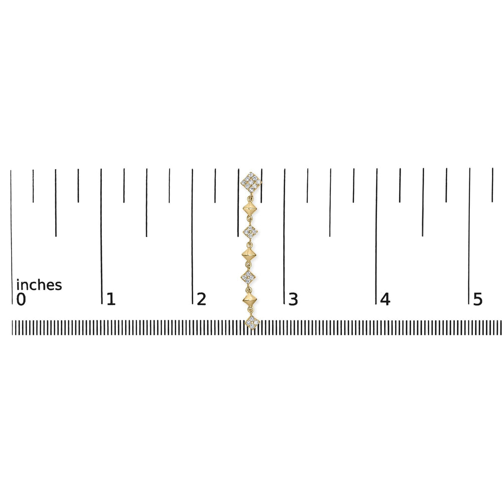 10K Yellow Gold Plated .925 Sterling Silver 1 5/8 Cttw Diamond Linear Geometric Drop and Dangle Earrings (H-I Color, I1-I2 Clarity)