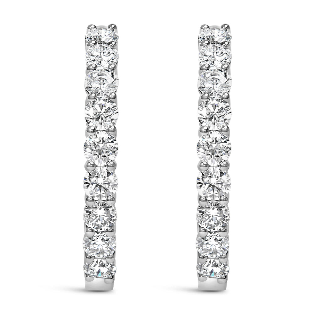 14K White Gold 3.00 Cttw Inside Out Lab Grown Diamond Hoop Earrings