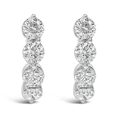 14K White Gold 1 1/4 Cttw Round Lab Grown Diamonds 5 Stone Open Hoop Stud Earrings (F-G Color, VS1-VS2 Clarity)
