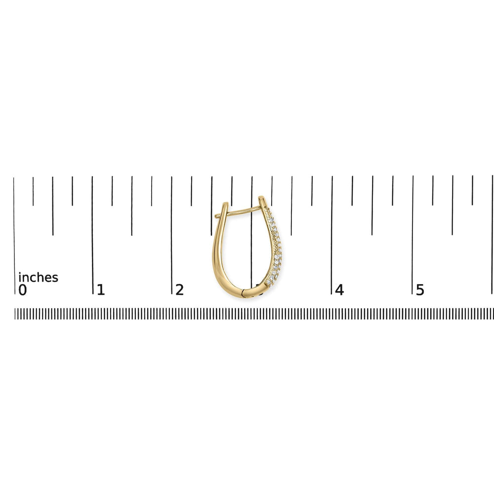 14K Yellow Gold Plated .925 Sterling Silver 3/8 Cttw Pave Set Diamond Hoop Earrings (H-I Color, I1-I2 Clarity)