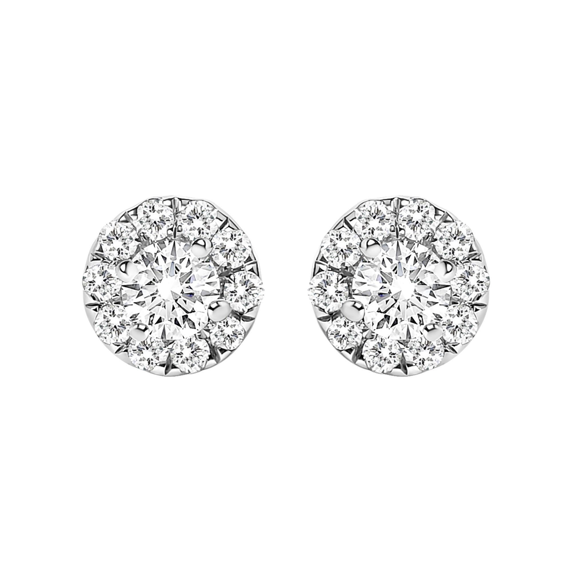14K White Gold 1/3 Cttw Lab-Grown Diamond Halo Stud Earring (F-G Color, VS1-VS2 Clarity)