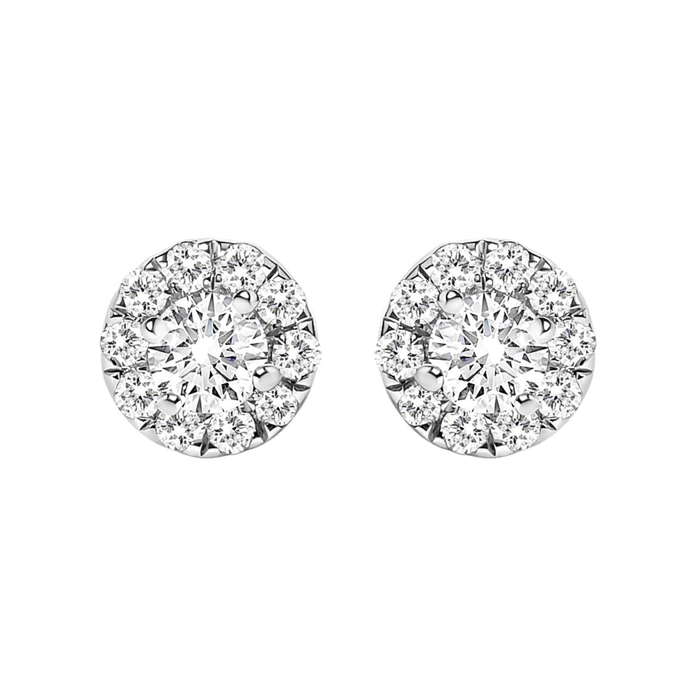 14K White Gold 1/3 Cttw Lab-Grown Diamond Halo Stud Earring (F-G Color, VS1-VS2 Clarity)