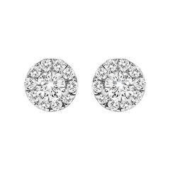 14K White Gold 1/3 Cttw Lab-Grown Diamond Halo Stud Earring (F-G Color, VS1-VS2 Clarity)