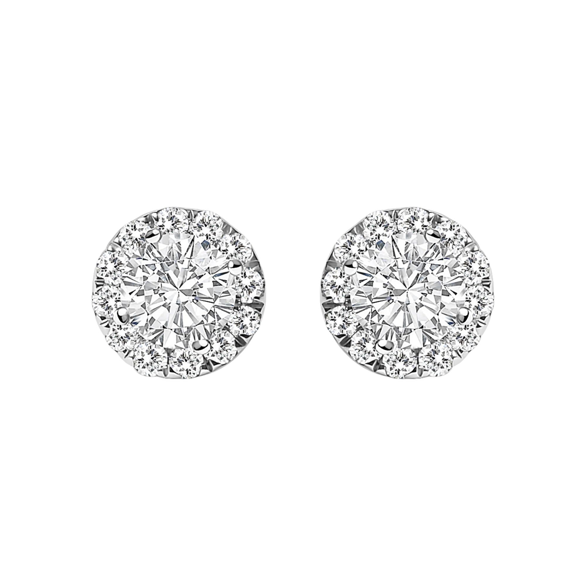 14K White Gold 1/2 Cttw Lab-Grown Diamond Halo Stud Earring (F-G Color, VS1-VS2 Clarity)