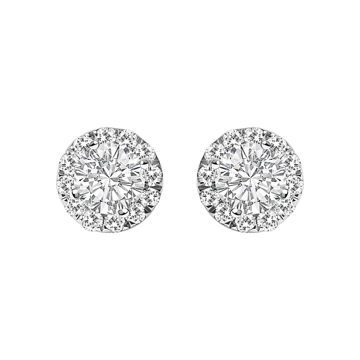 14K White Gold 1/2 Cttw Lab-Grown Diamond Halo Stud Earring (F-G Color, VS1-VS2 Clarity)