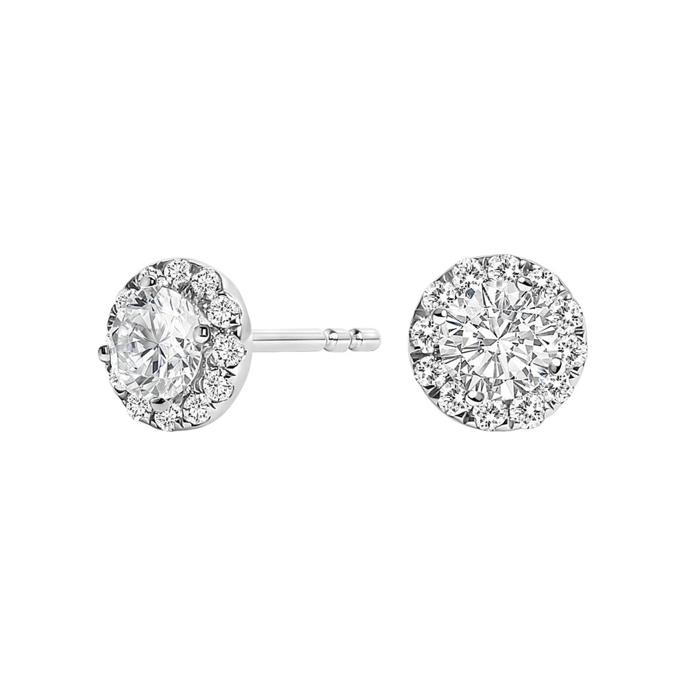 14K White Gold 1/2 Cttw Lab-Grown Diamond Halo Stud Earring (F-G Color, VS1-VS2 Clarity)