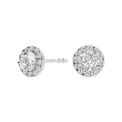 14K White Gold 1/2 Cttw Lab-Grown Diamond Halo Stud Earring (F-G Color, VS1-VS2 Clarity)