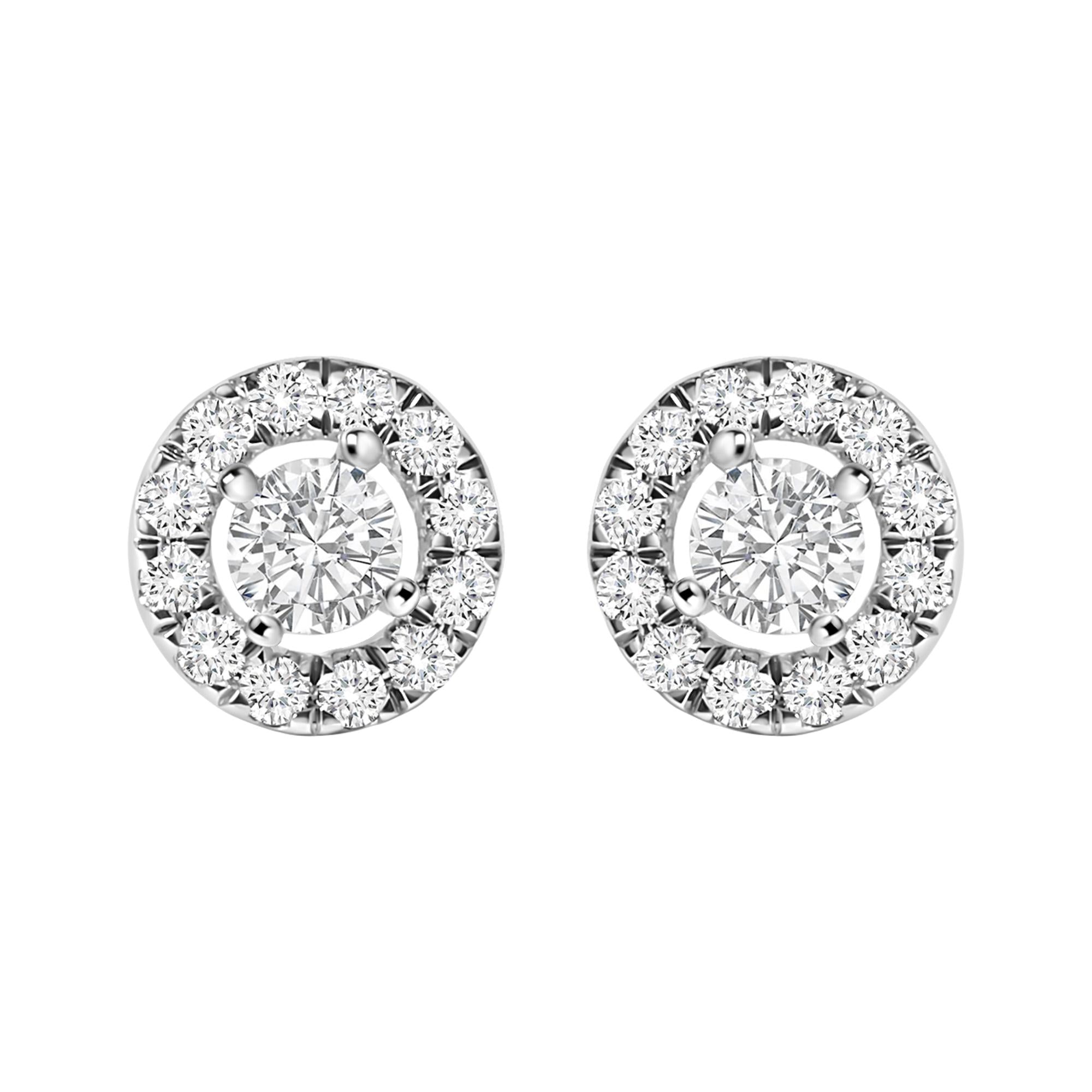 14K White Gold 3/4 Cttw Lab-Grown Diamond Floating Halo Stud Earring (F-G Color, VS1-VS2 Clarity)