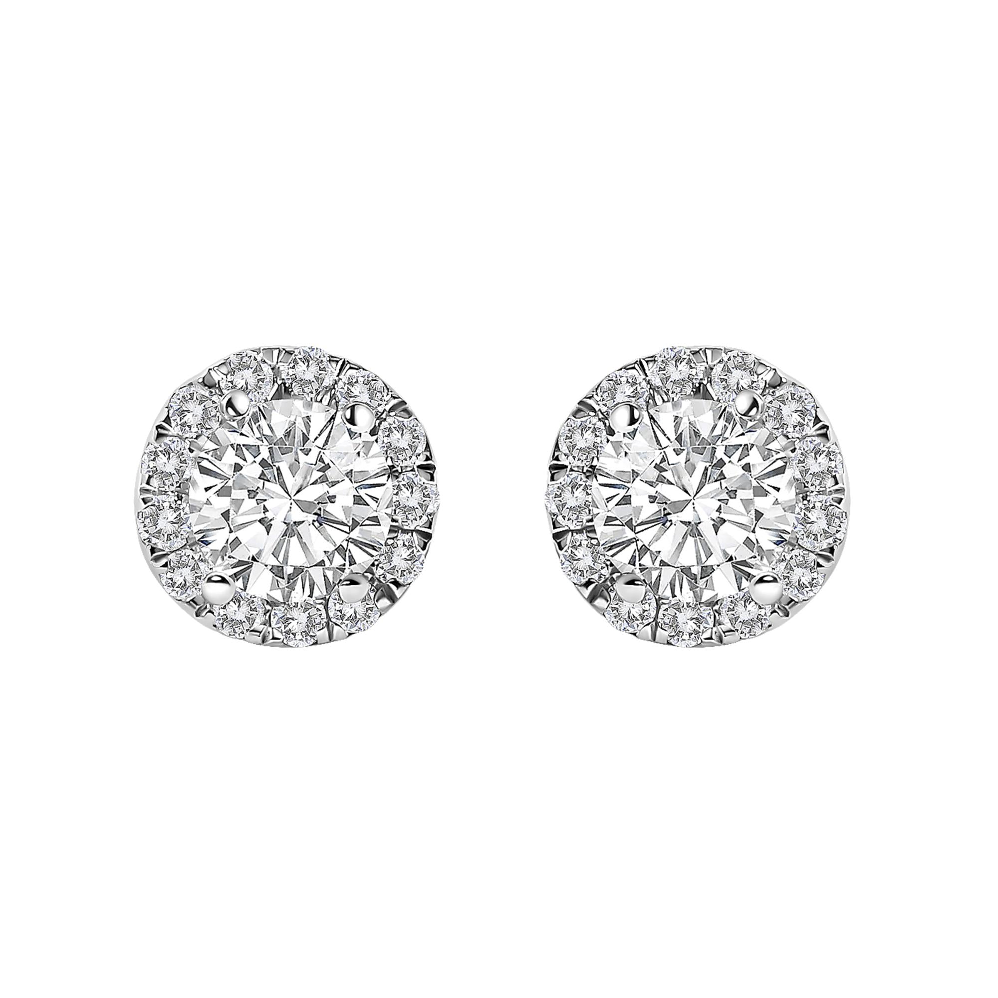 14K White Gold 1.0 Cttw Lab-Grown Diamond Halo Stud Earring (F-G Color, VS1-VS2 Clarity)