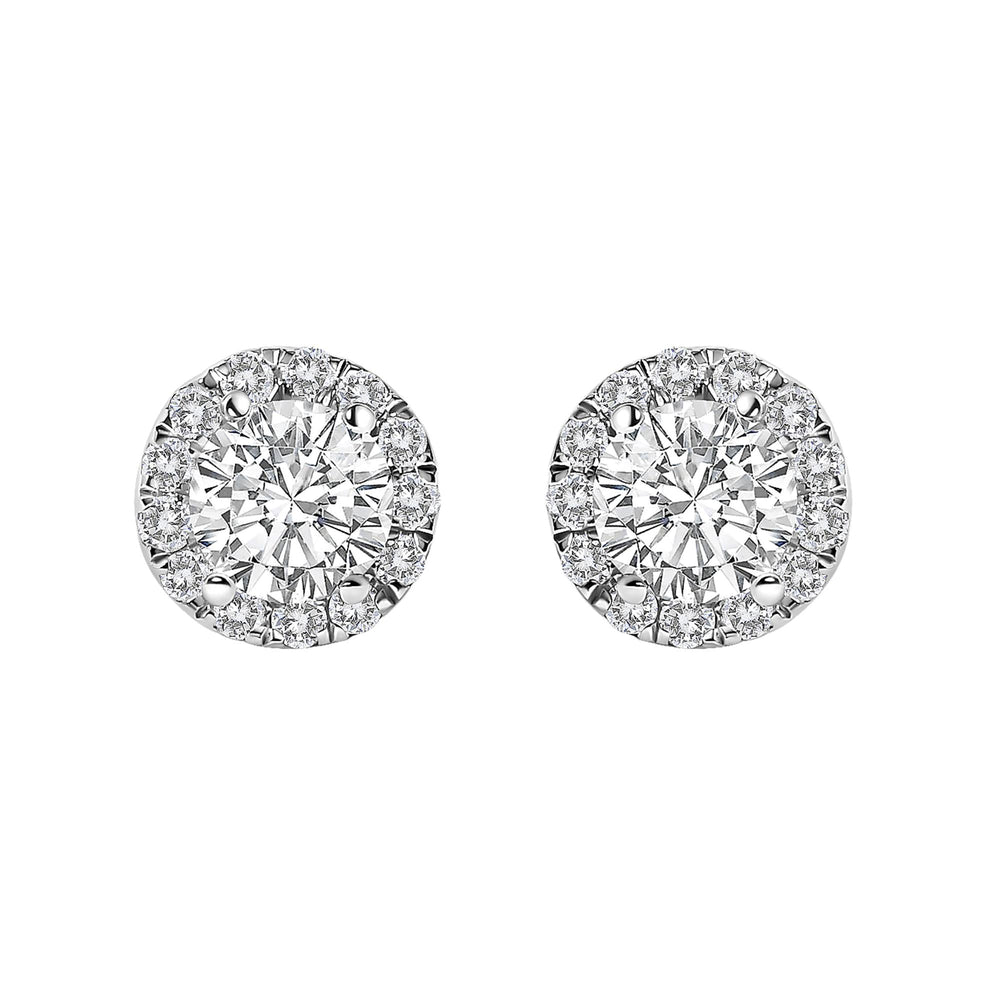14K White Gold 1.0 Cttw Lab-Grown Diamond Halo Stud Earring (F-G Color, VS1-VS2 Clarity)