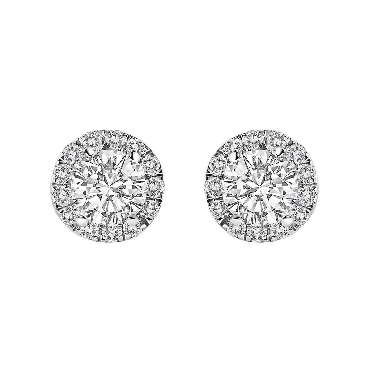 14K White Gold 1.0 Cttw Lab-Grown Diamond Halo Stud Earring (F-G Color, VS1-VS2 Clarity)