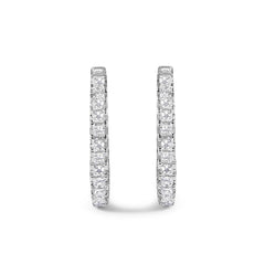 14K White Gold 3.00 Cttw Princess Diamond Inside Out Hoop Earrings