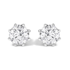 14K White Gold 1.0 Cttw Lab-Grown Diamond 8 Prong Hidden Halo Stud Earrings (F-G Color, VS1-VS2 Clarity)