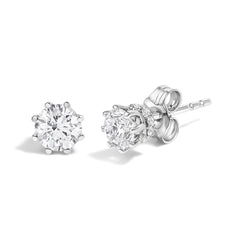 14K White Gold 1.0 Cttw Lab-Grown Diamond 8 Prong Hidden Halo Stud Earrings (F-G Color, VS1-VS2 Clarity)