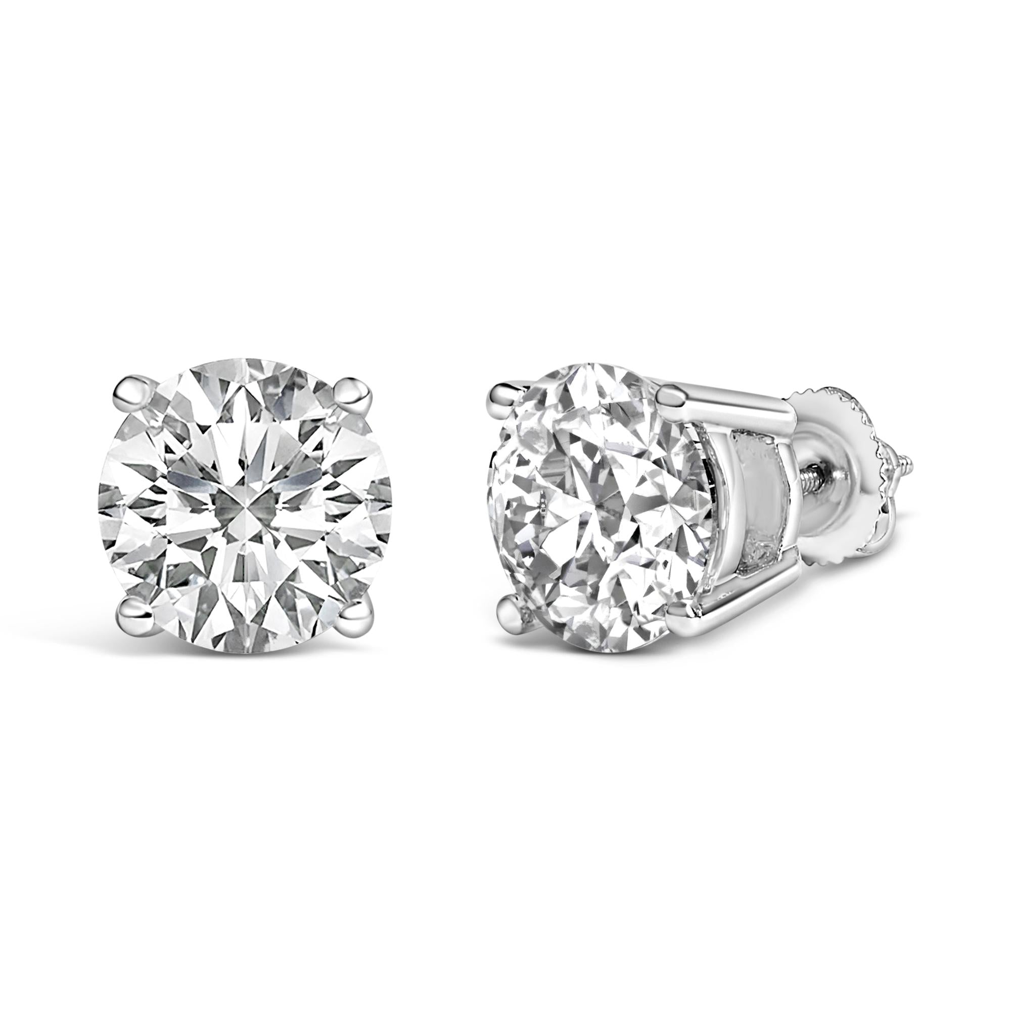 Platinum Round Lab Grown Diamond Solitaire Stud Earrings