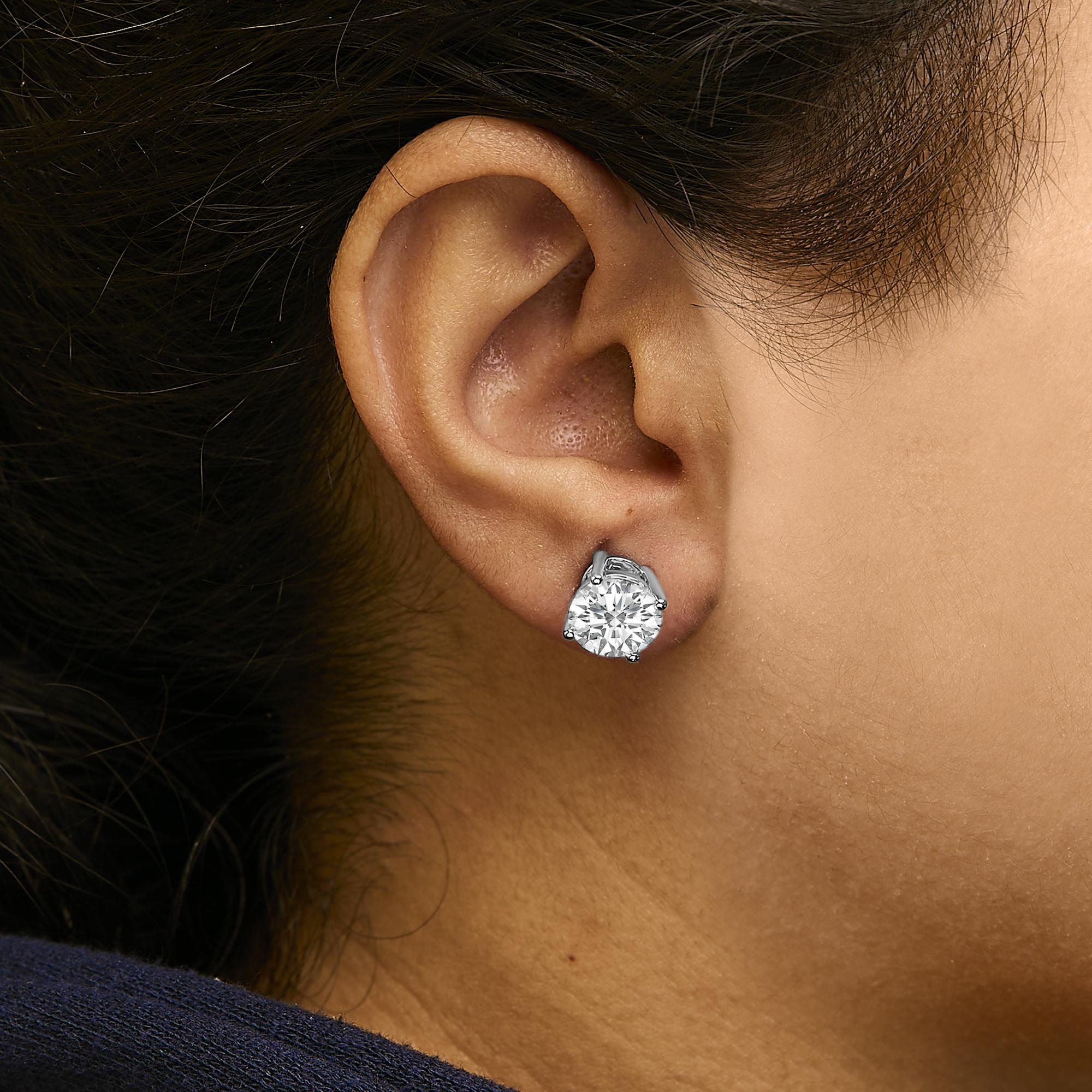 Platinum Round Lab Grown Diamond Solitaire Stud Earrings