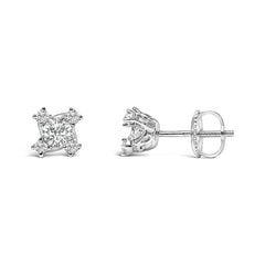Sterling Silver 1/2 Cttw Lab Grown Diamond Quad Cluster Stud Earrings