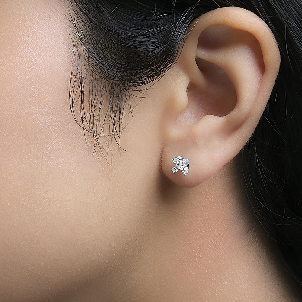 Sterling Silver 1/2 Cttw Lab Grown Diamond Quad Cluster Stud Earrings