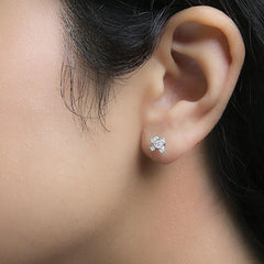 Sterling Silver 1/2 Cttw Lab Grown Diamond Quad Cluster Stud Earrings