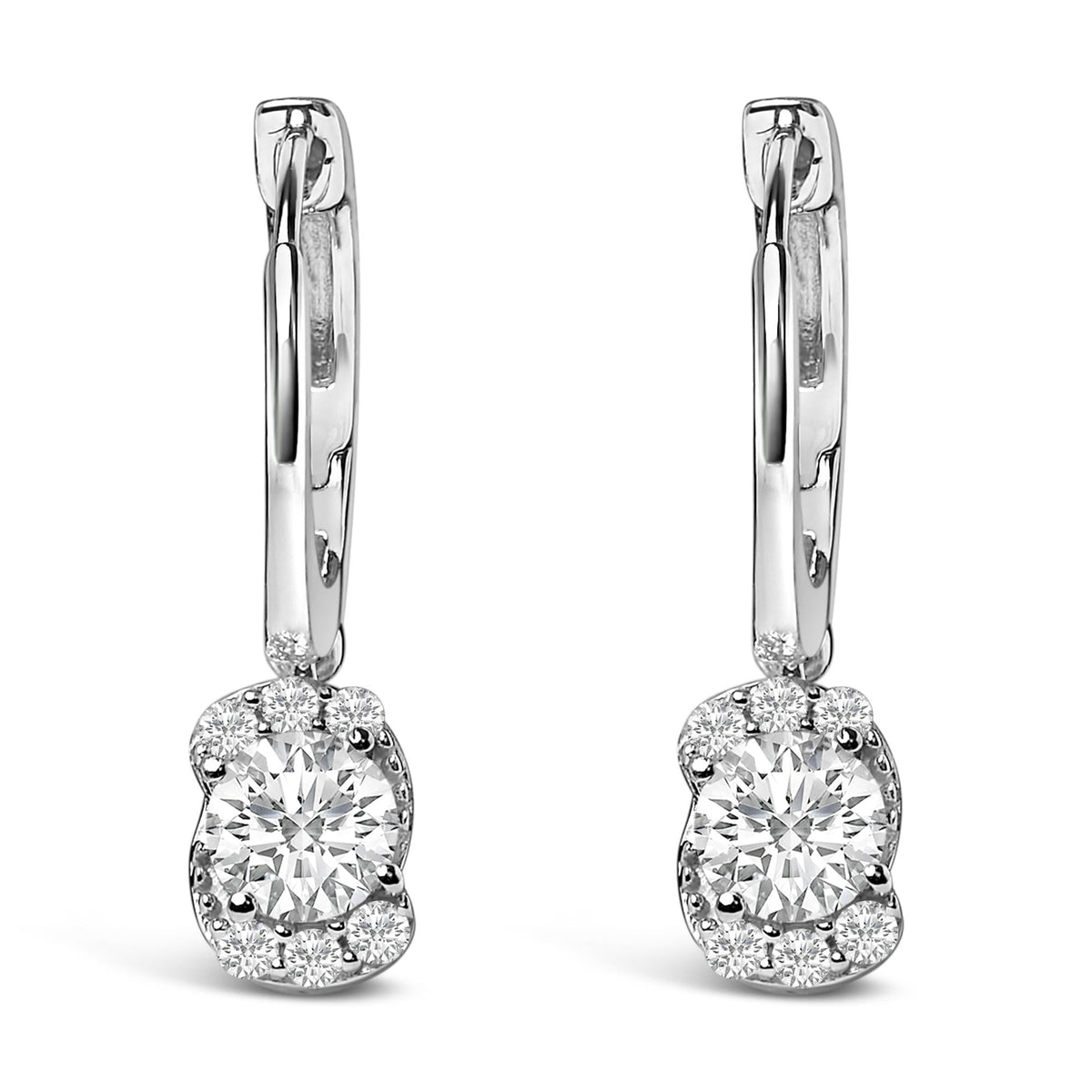 Sterling Silver 5/8 Cttw Lab Grown Diamond Oval Cluster Drop Earrings